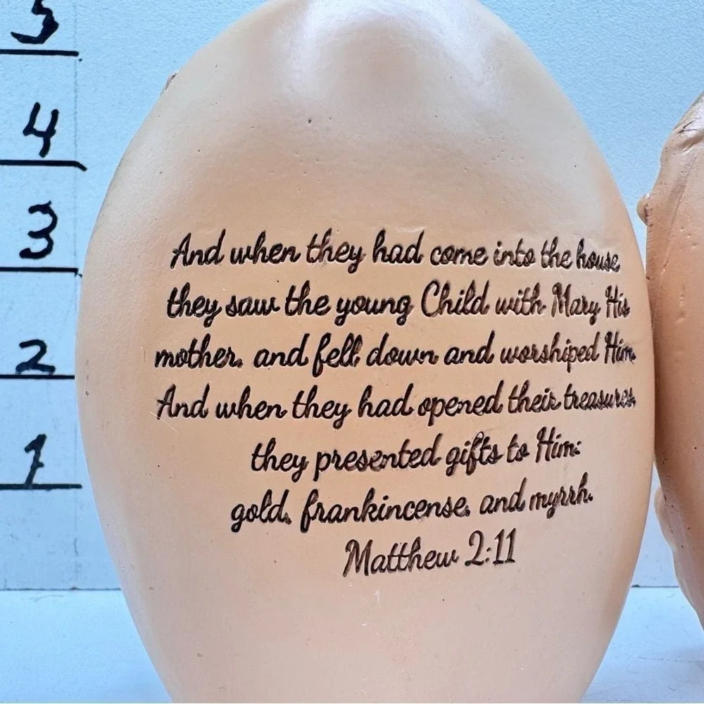 Handcrafted‎ Nativity Scene Figurines resin with bible verses on back